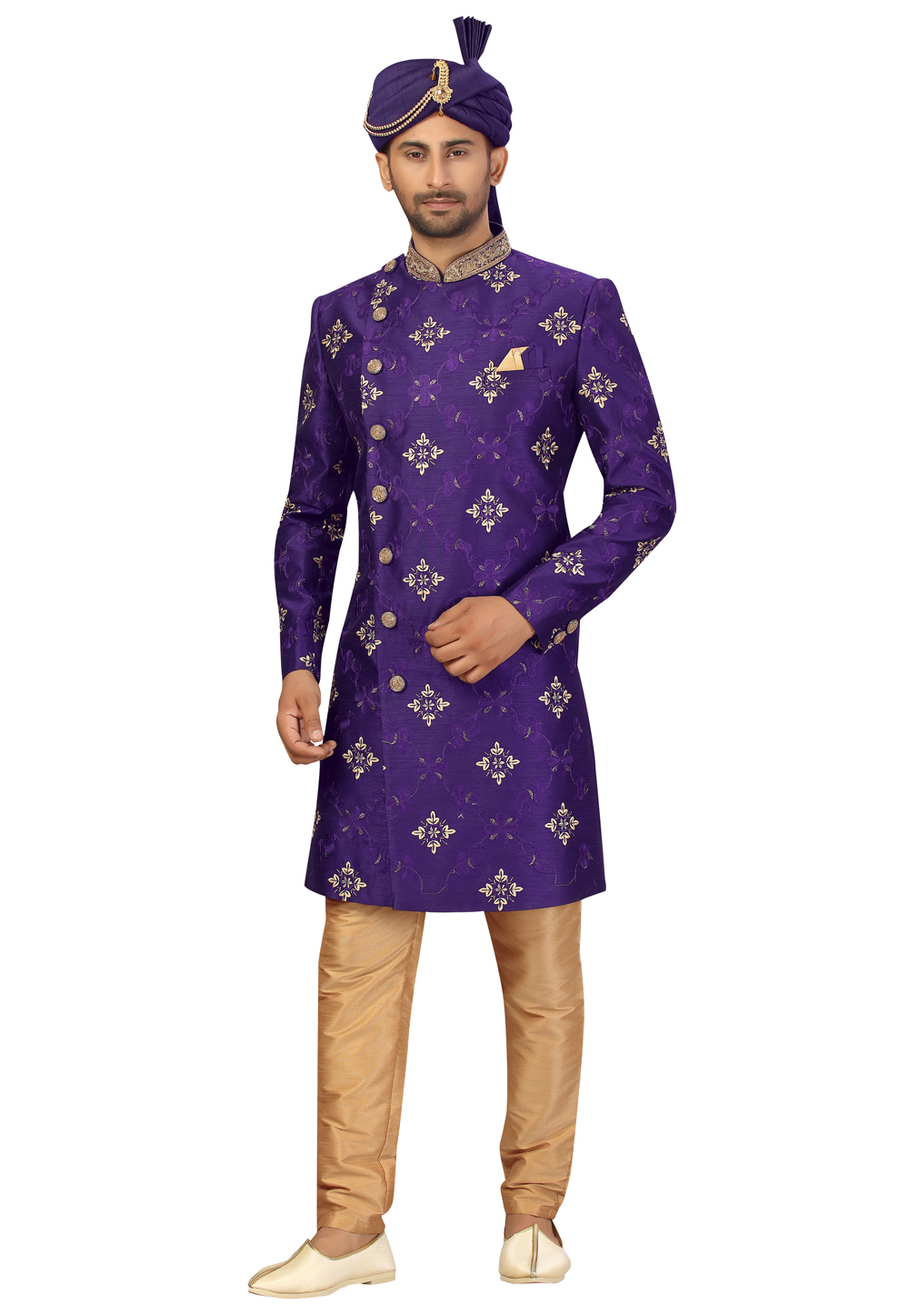 Blue Art Silk Indo Western Suit 231340
