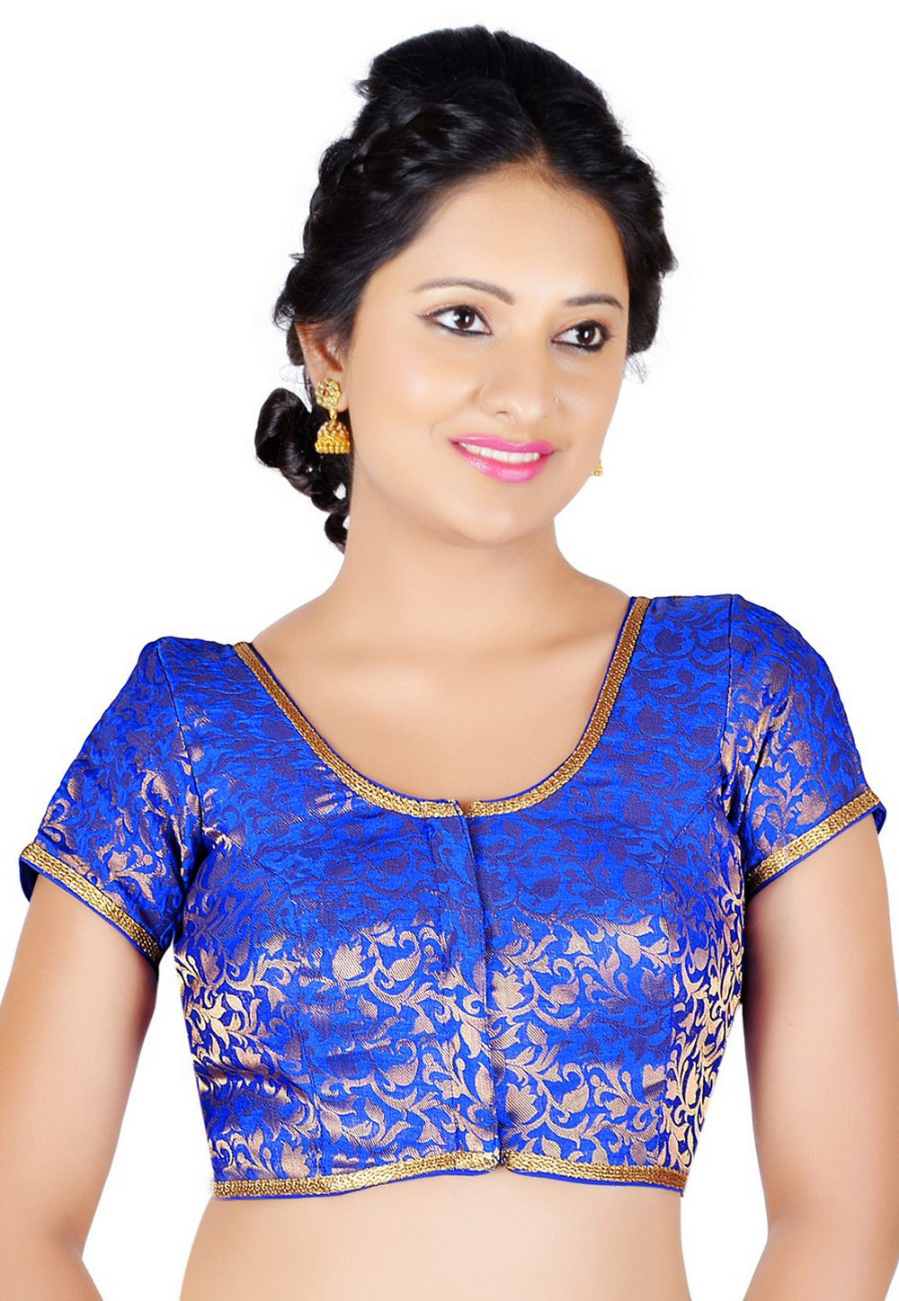 Blue Brocade Readymade Blouse 157612
