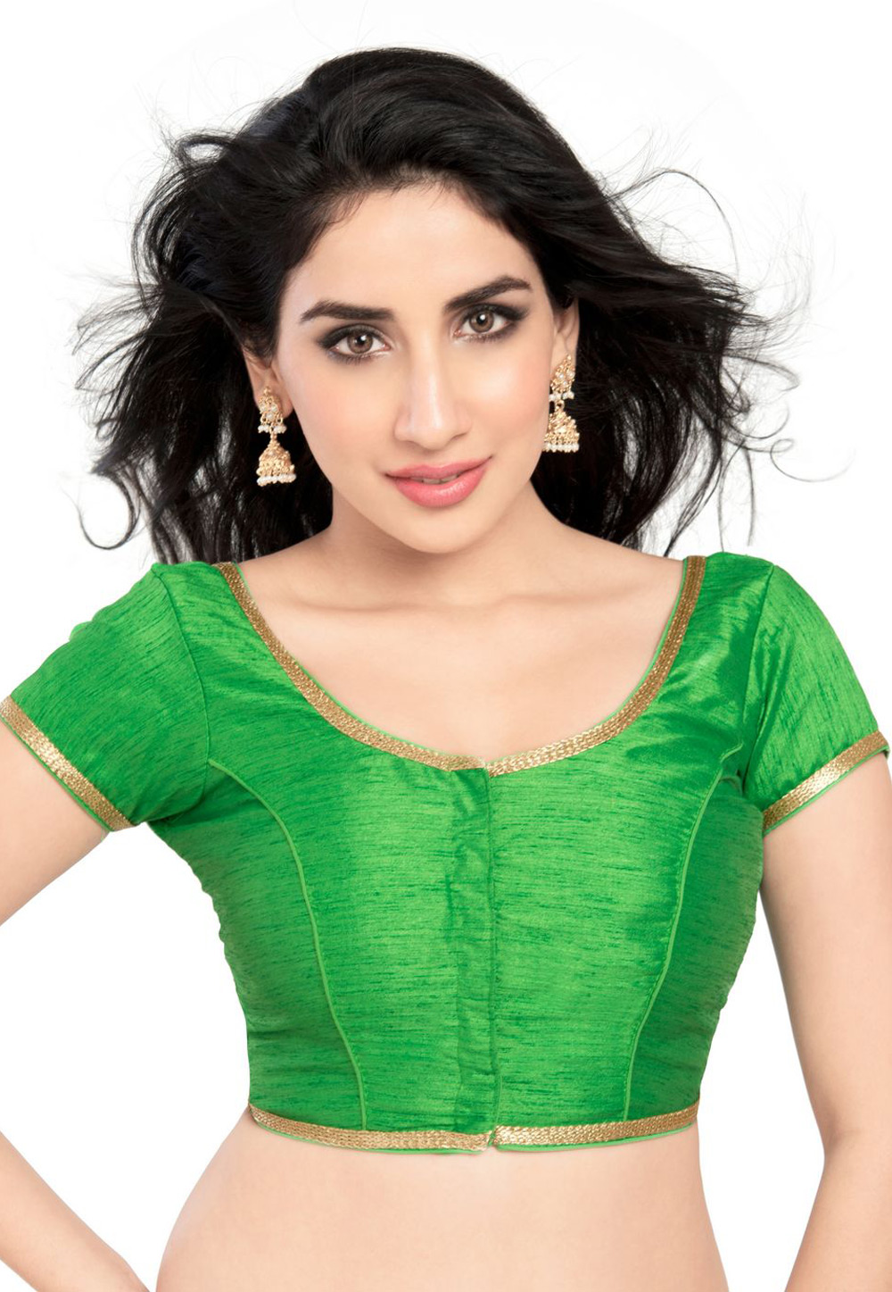 Green Brocade Readymade Blouse 162158