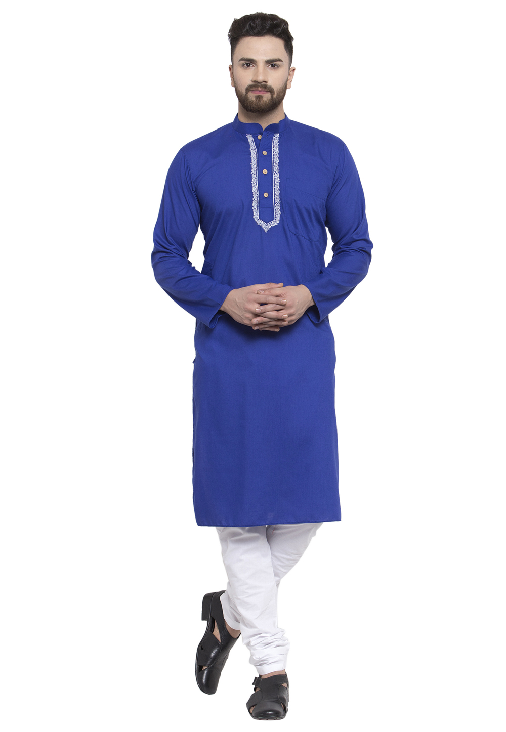 Blue Cotton Readymade Kurta Pajama 194040