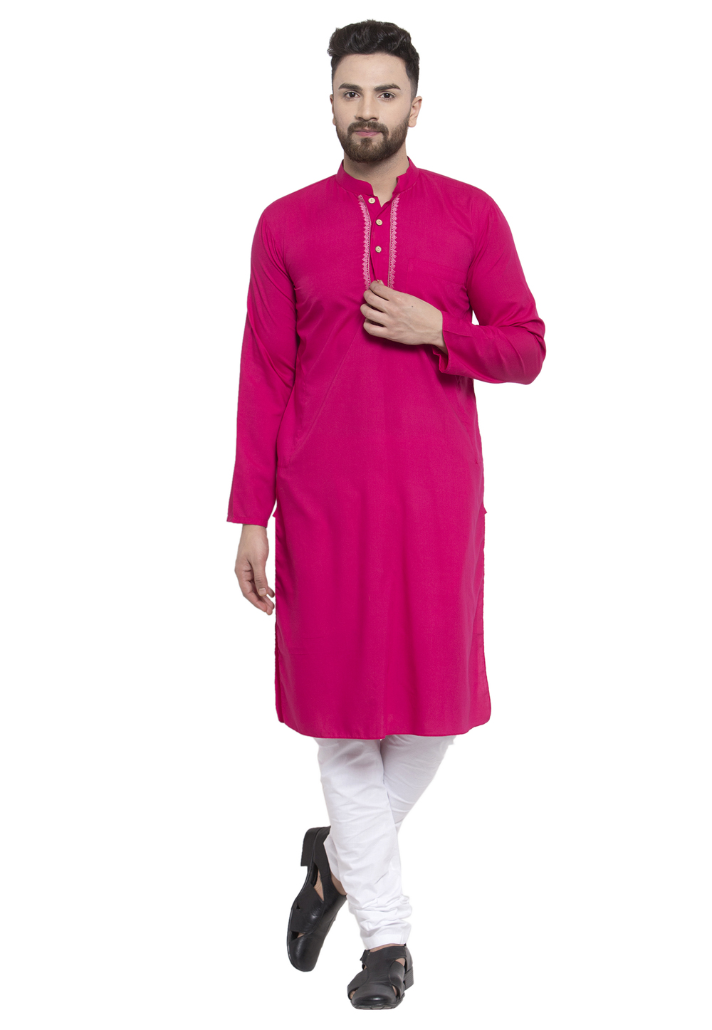 Magenta Cotton Readymade Kurta Pajama 194041