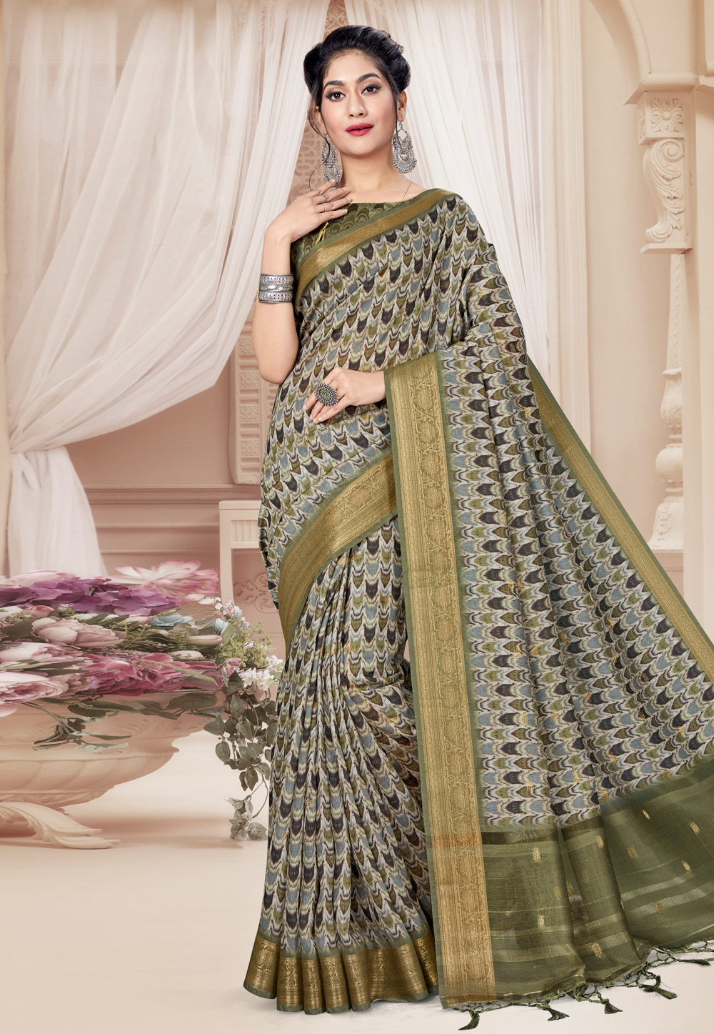 Grey Art Silk Festival Wear Saree 231621