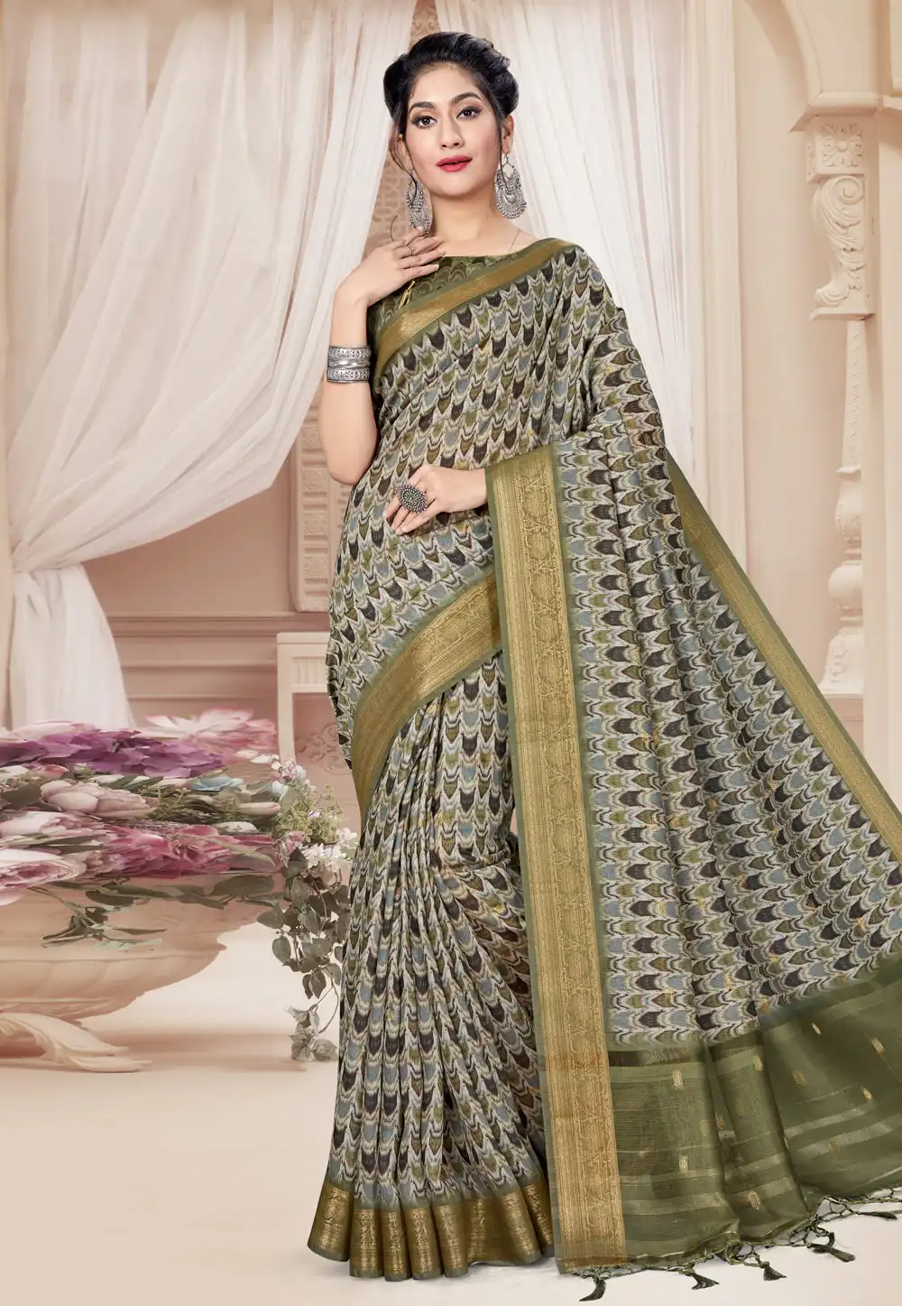 Grey Art Silk Festival Wear Saree 231621