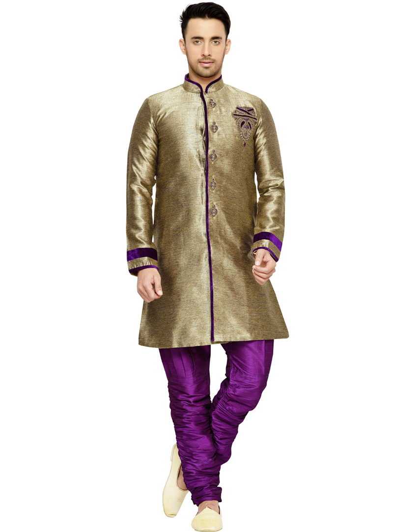 Beige Herry Bone Indo Western Sherwani 108966
