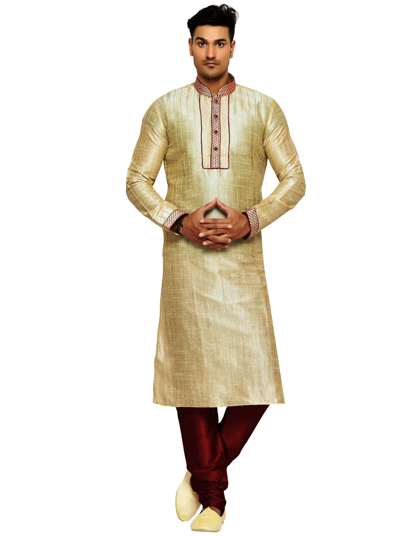 Beige Dupion Readymade Kurta Pajama 108967