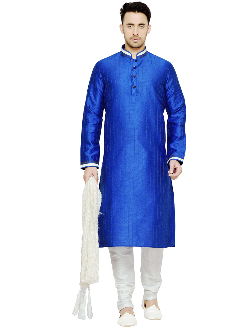 Royal Blue Dupion Readymade Kurta Pajama 108968