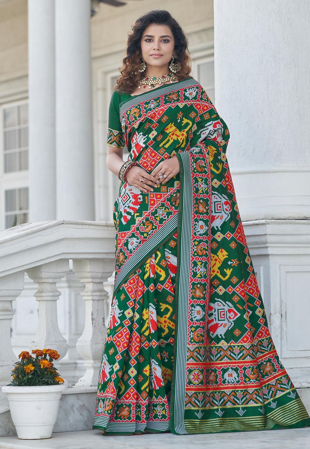 Green Patola Silk Saree With Blouse 242766