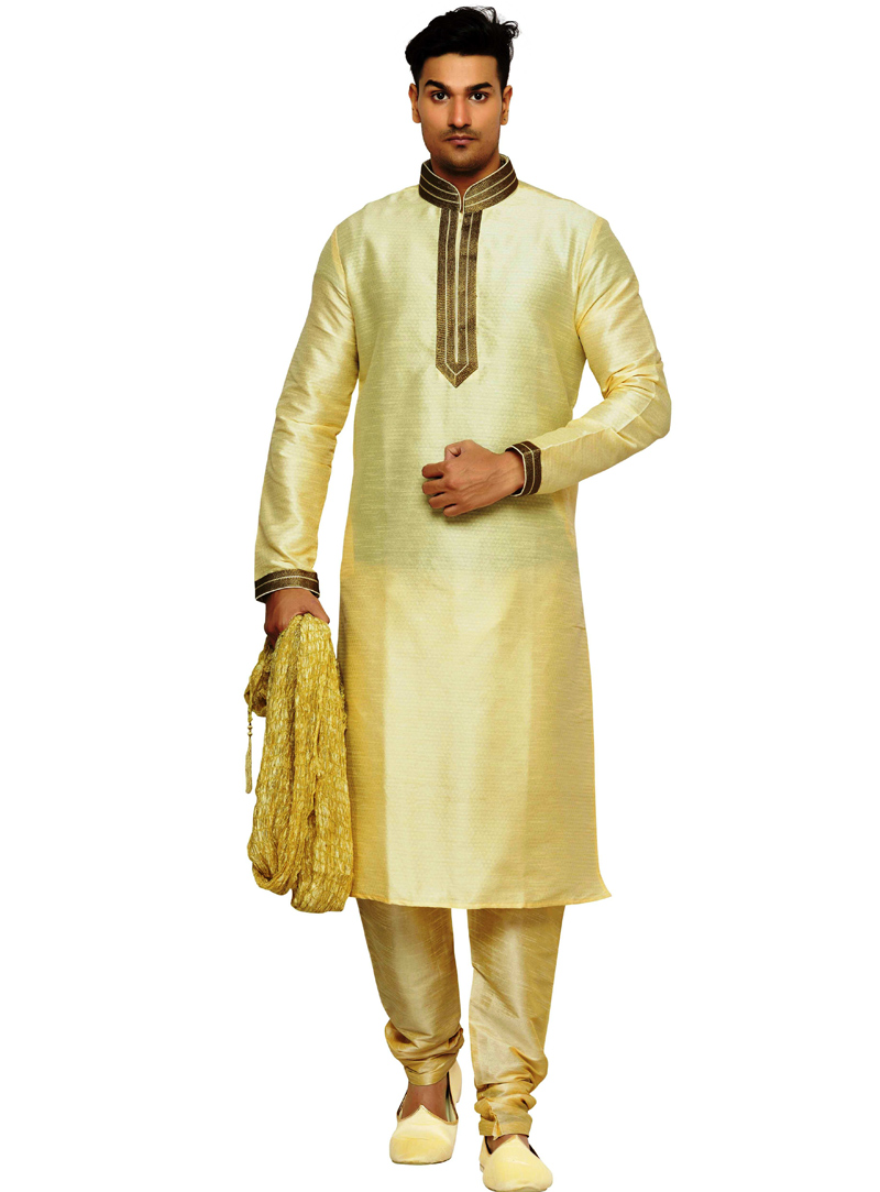 Golden Dupion Readymade Kurta Pajama 108983