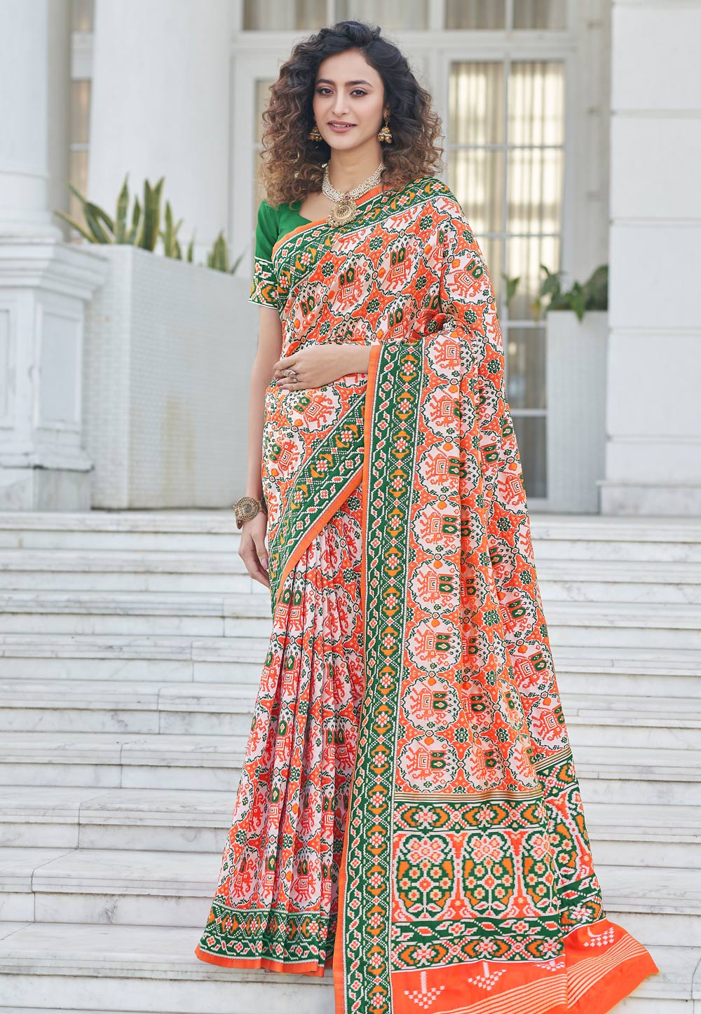 Orange Patola Silk Saree With Blouse 248609