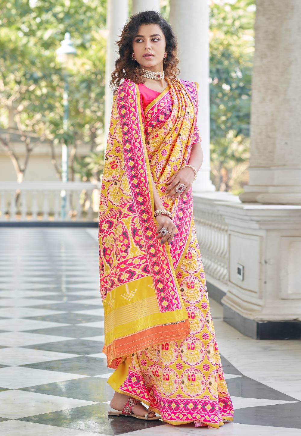 Yellow Patola Silk Print Saree 248610