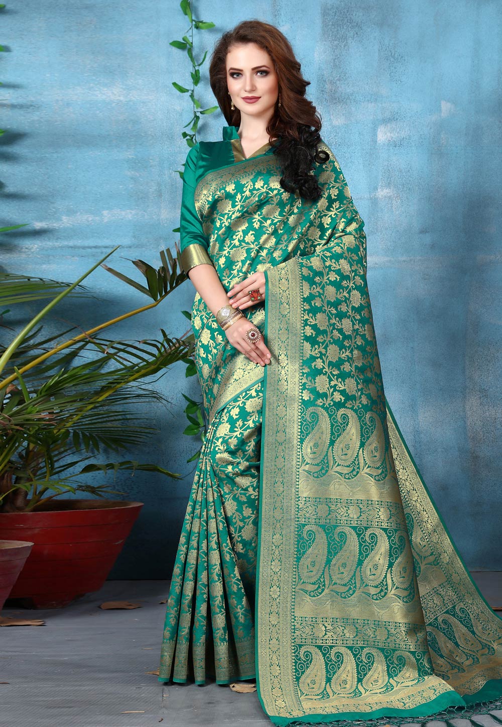 Teal Banarasi Festival Wear Saree 232240