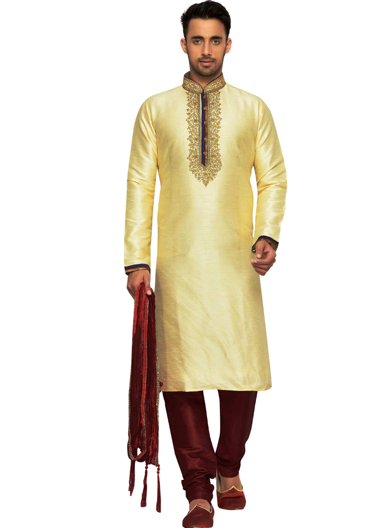 Golden Dupion Readymade Kurta Pajama 108989