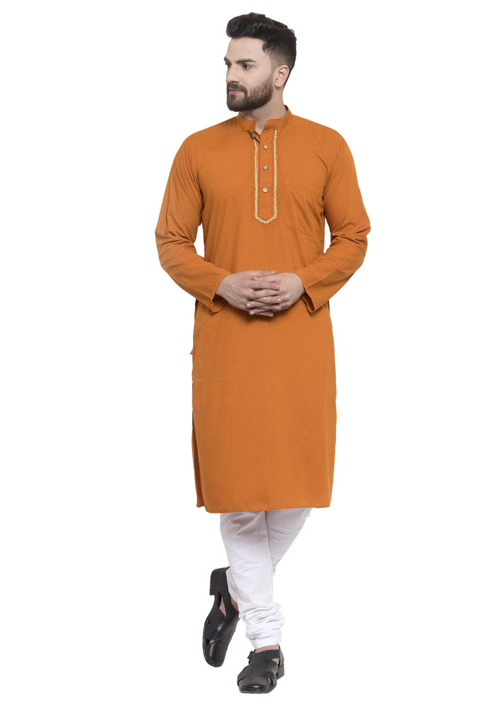Orange Cotton Readymade Kurta Pajama 194044
