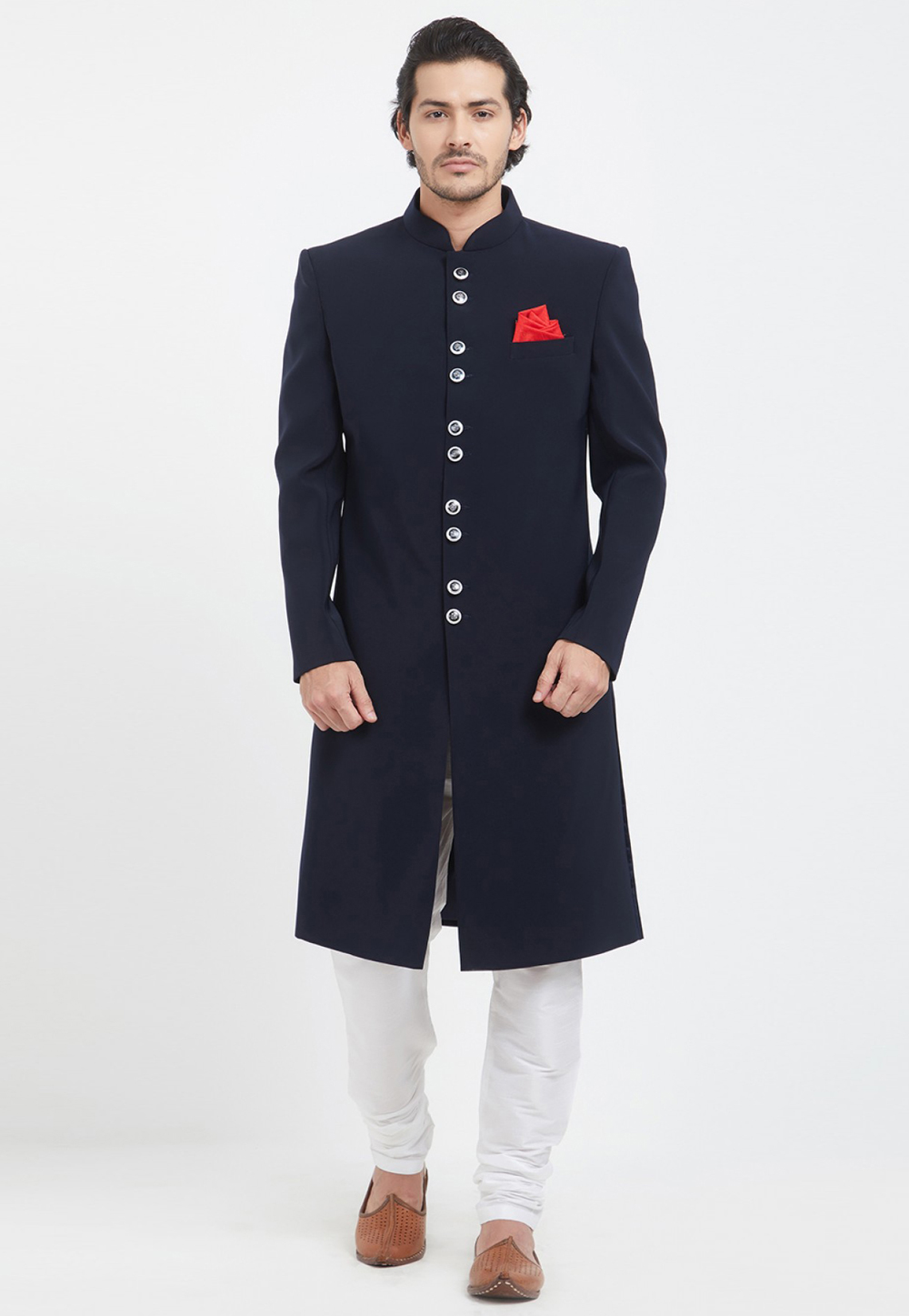 Navy Blue Viscose Sherwani 231348