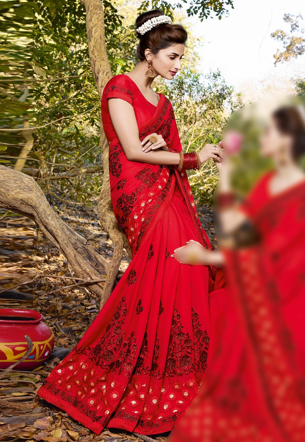 Red Georgette Festival Wear Saree 183373