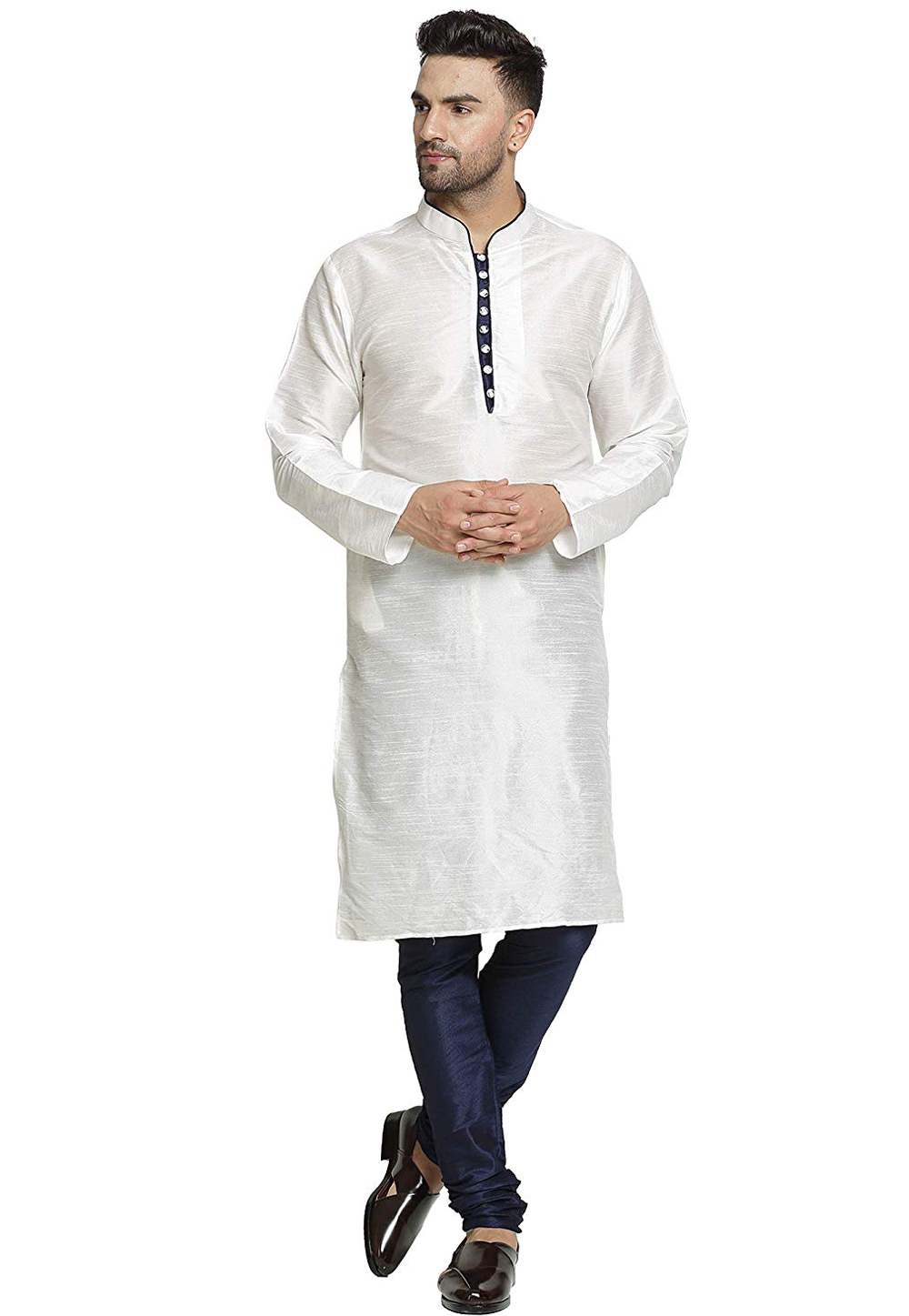 Off White Dupion Silk Readymade Kurta Pajama 193002