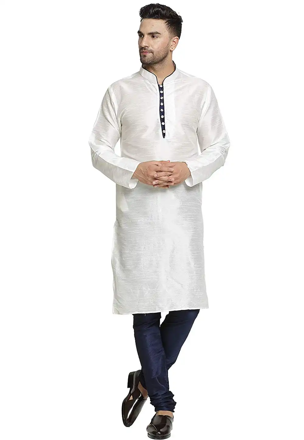 Off White Dupion Silk Readymade Kurta Pajama 193002