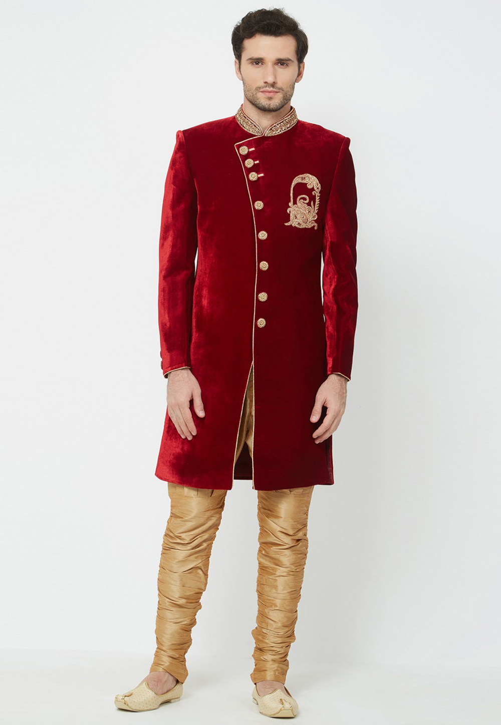Maroon Velvet Sherwani 235164