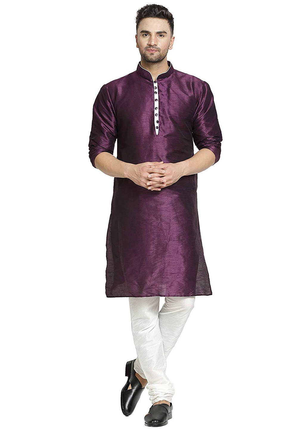 Purple Dupion Silk Readymade Kurta Pajama 193006