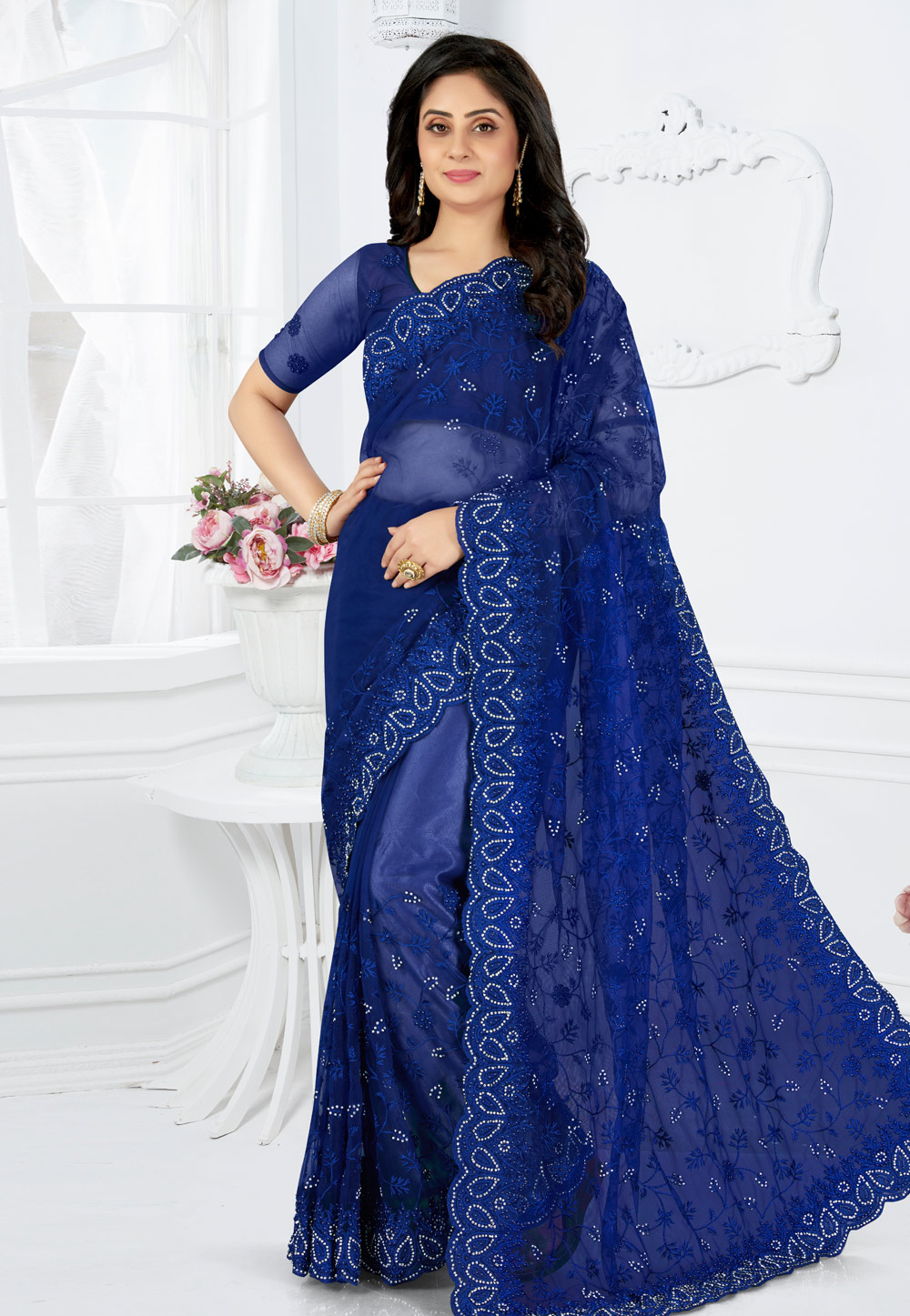 Blue Net Festival Wear Saree 202519