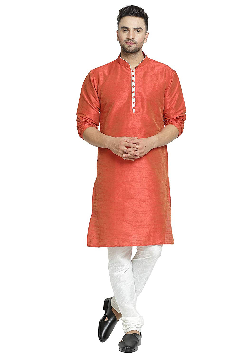 Red Dupion Silk Readymade Kurta Pajama 193007