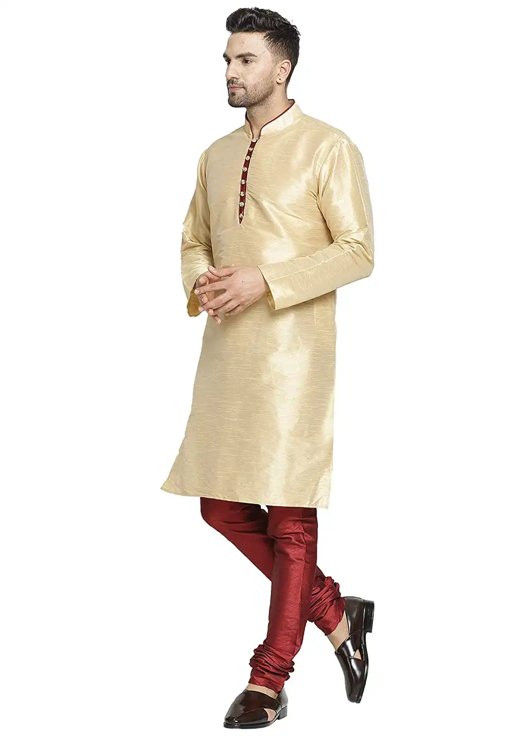 Beige Dupion Silk Readymade Kurta Pajama 193008
