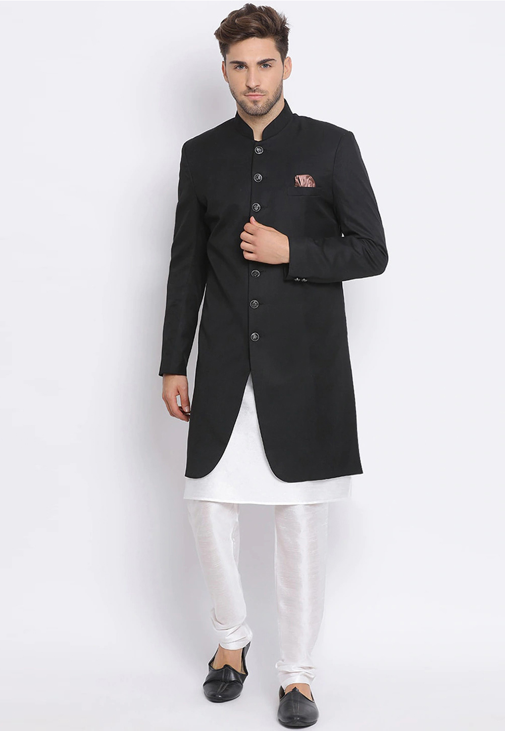 Black Viscose Indo Western Kurta 235169
