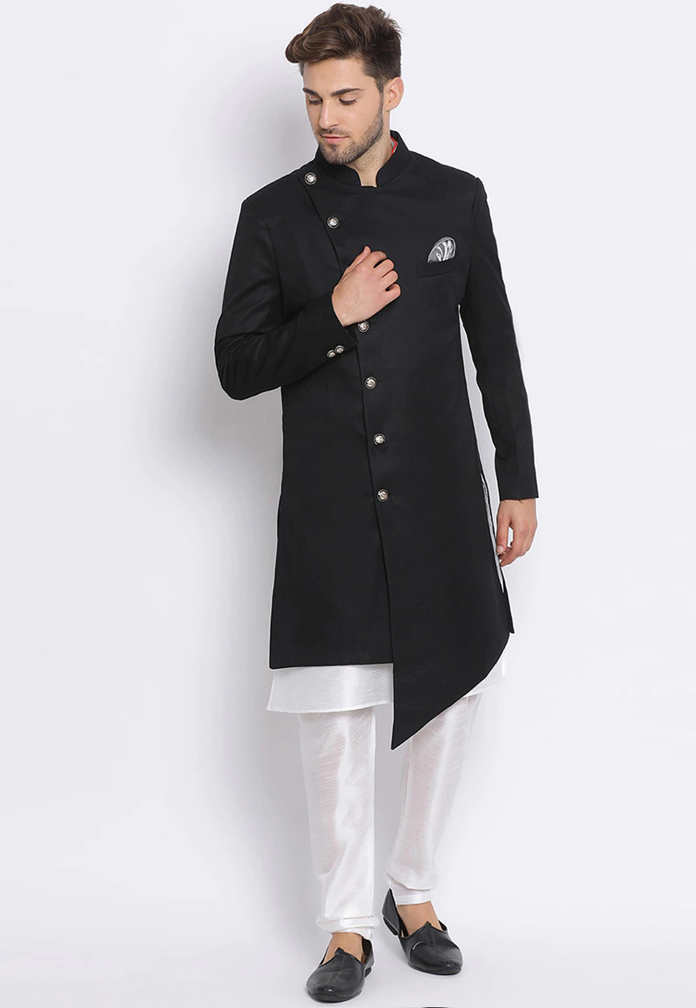 Black Viscose Indo Western Kurta 235170
