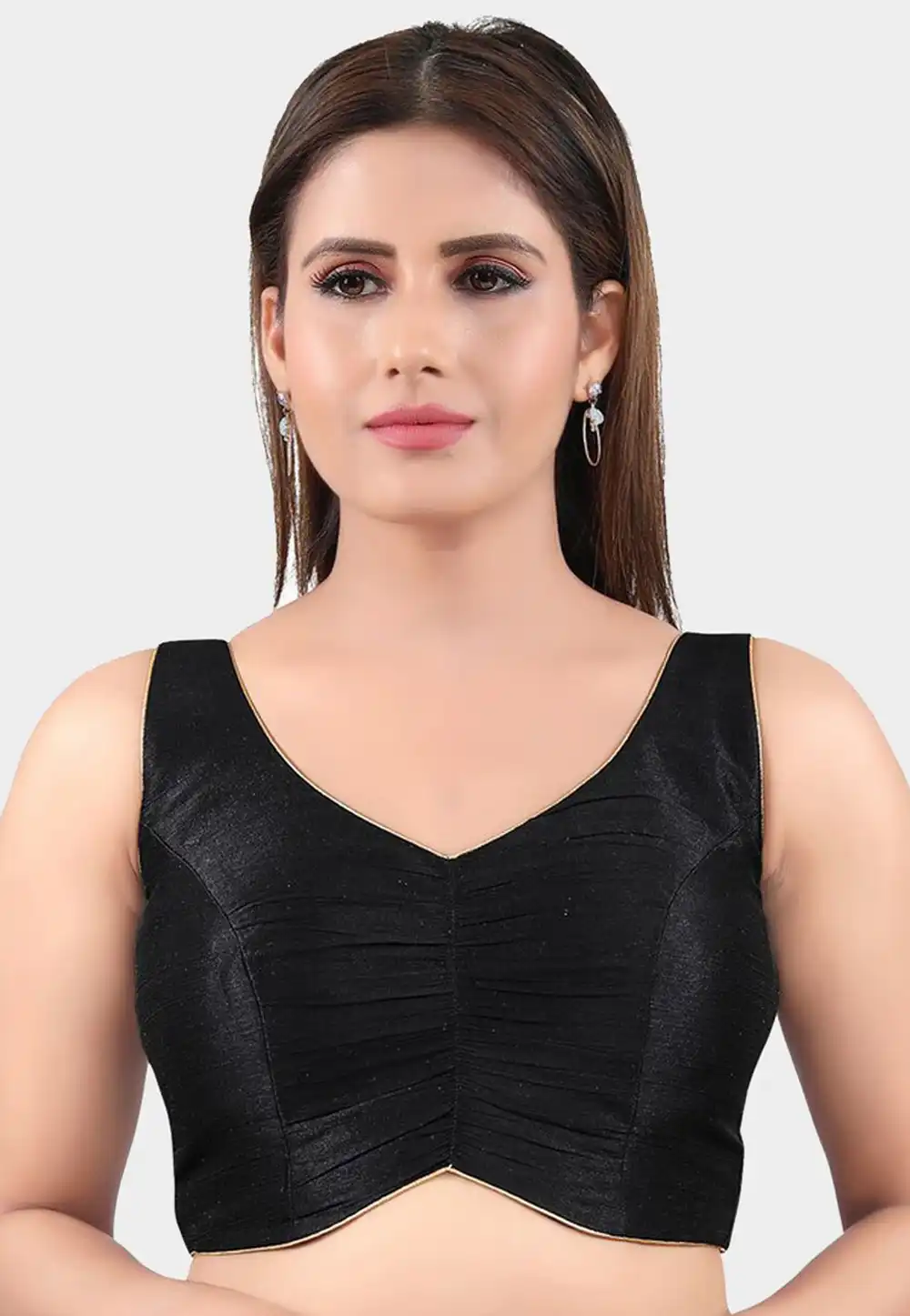 Black Dupion Silk Readymade Blouse 244903