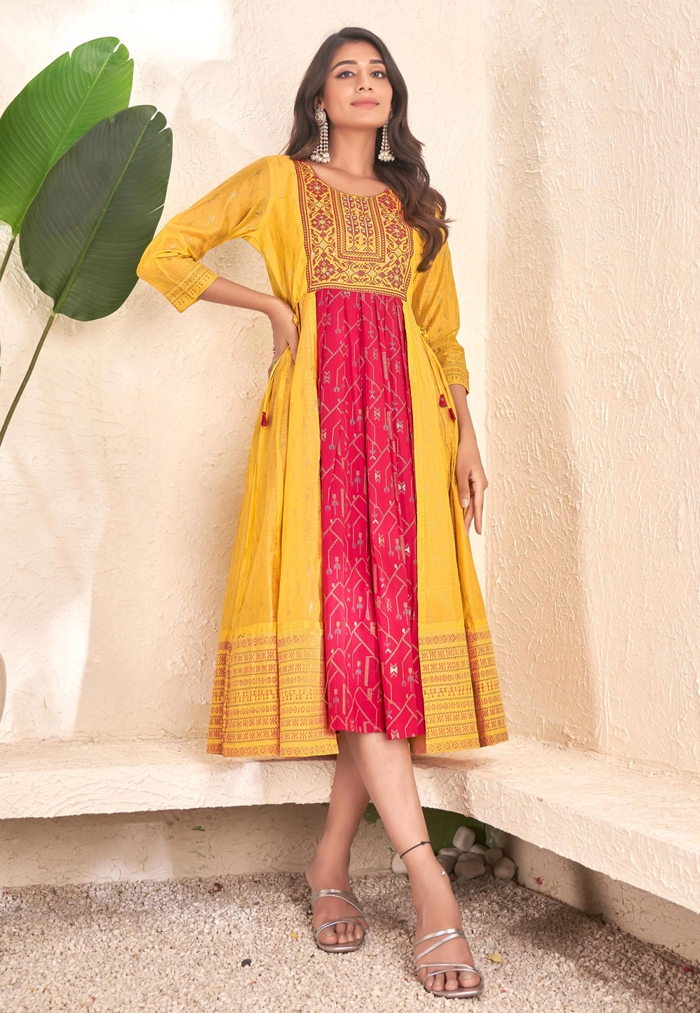 Yellow Cotton Printed Kurti 277351