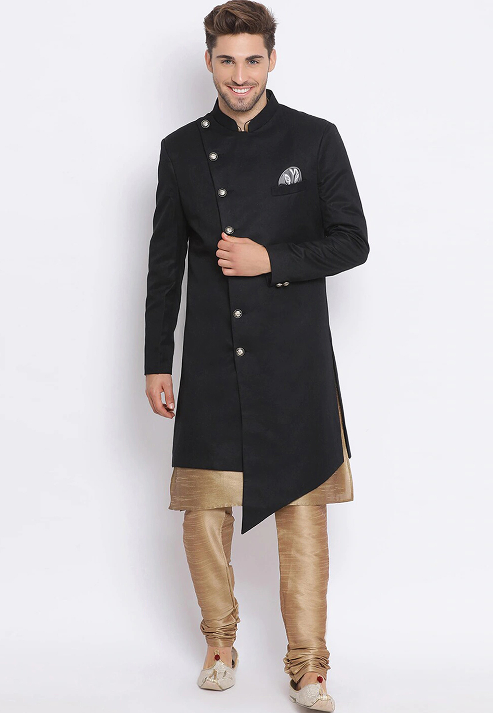 Black Viscose Indo Western Kurta 235171
