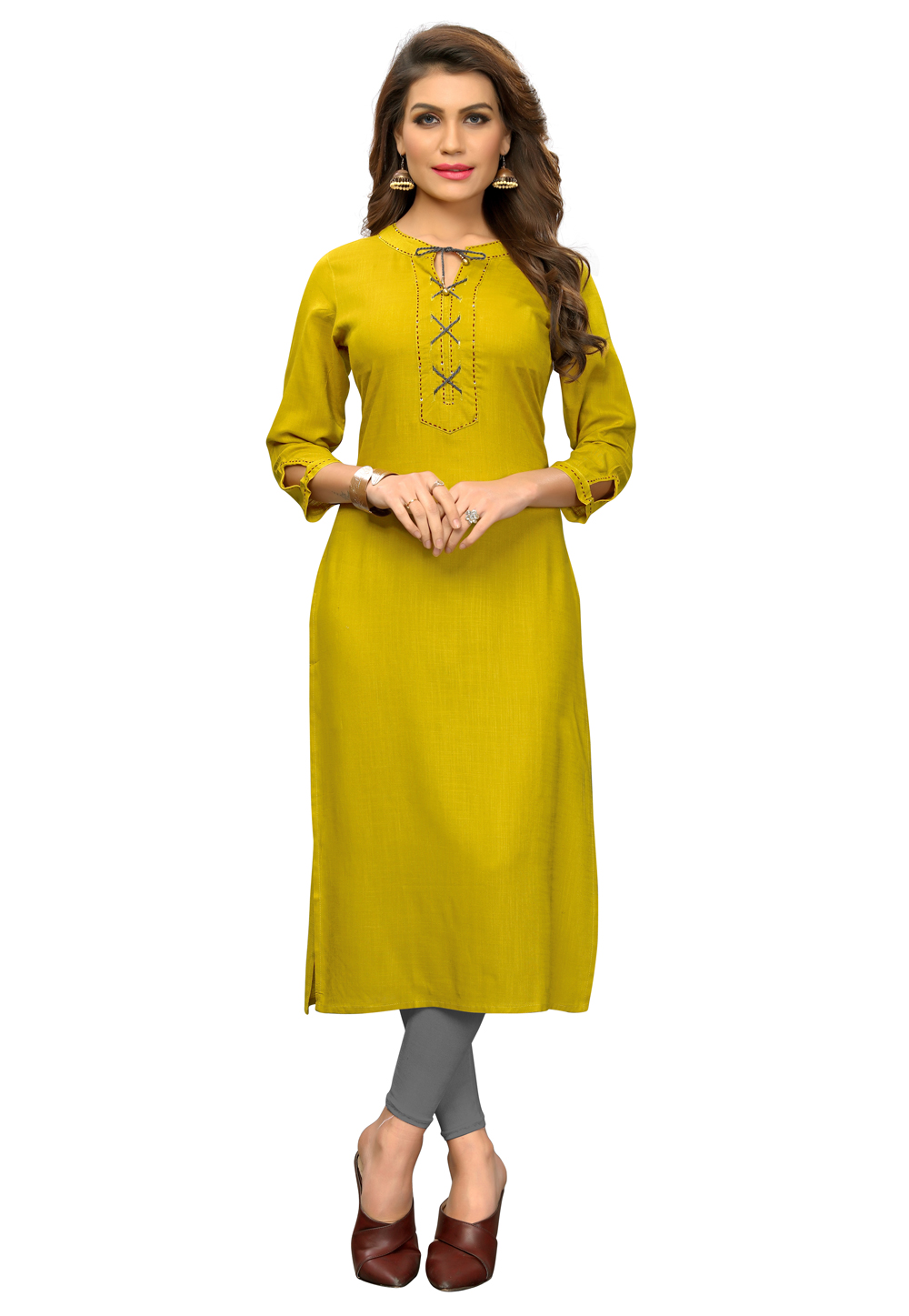 Green Rayon Readymade Tunic 161820