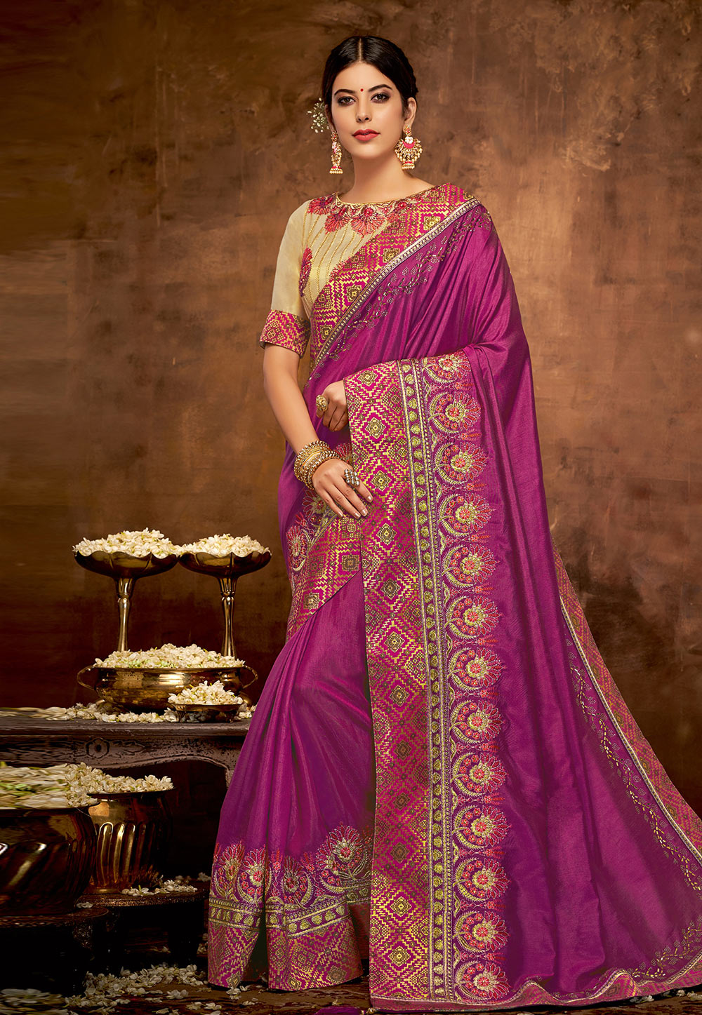 Magenta Silk Party Wear Saree 190544