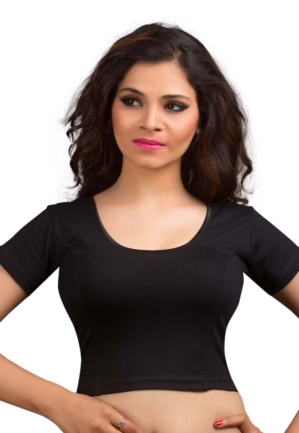 Black Cotton Readymade Blouse 161766