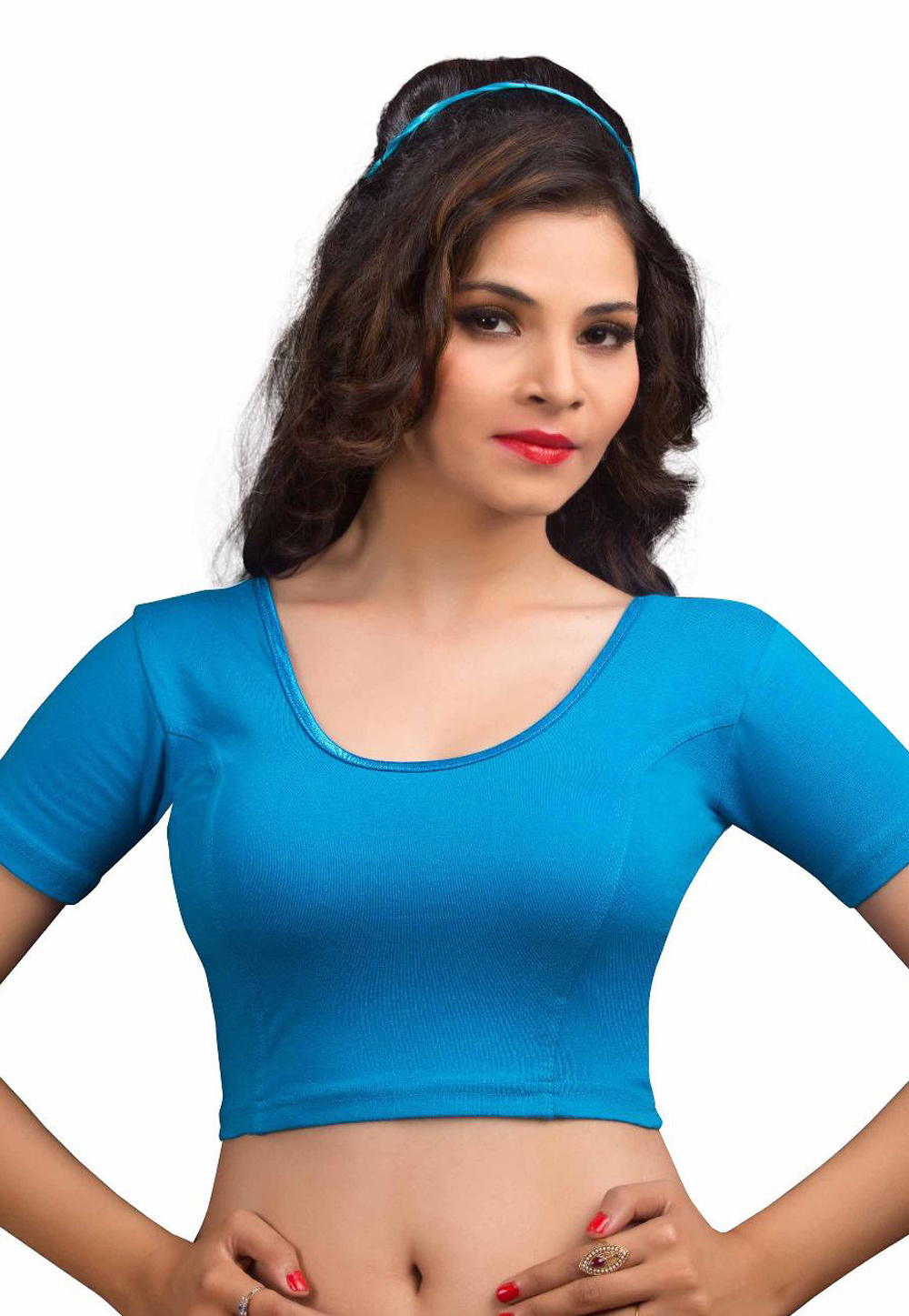 Blue Cotton Readymade Blouse 161774