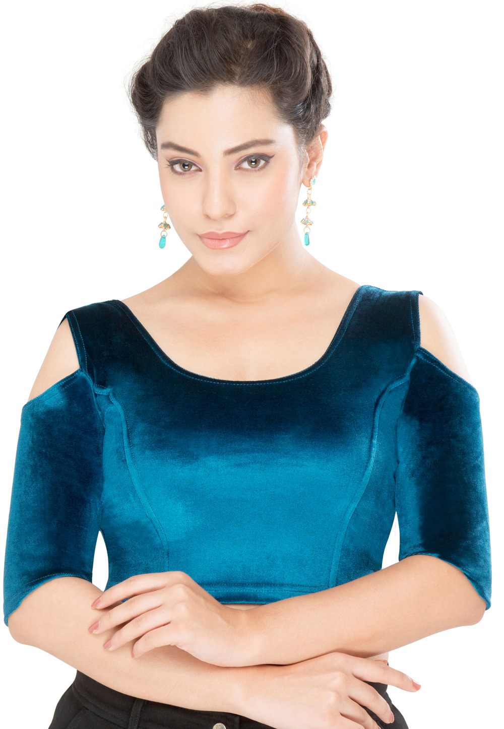 Blue Velvet Readymade Blouse 162214