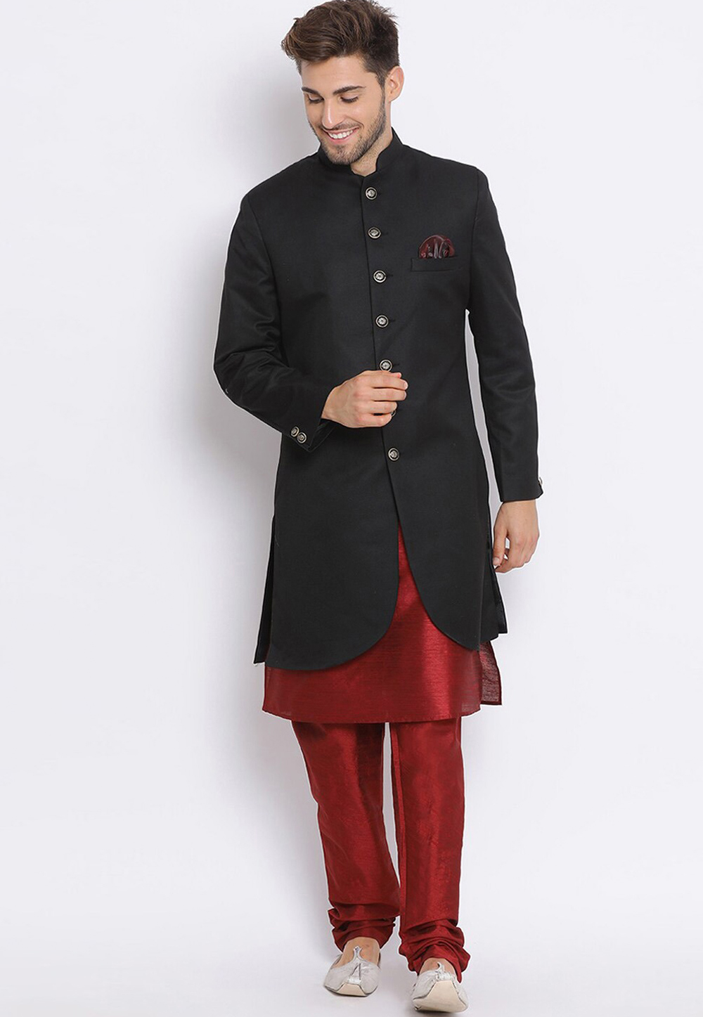 Black Viscose Indo Western Kurta 235174