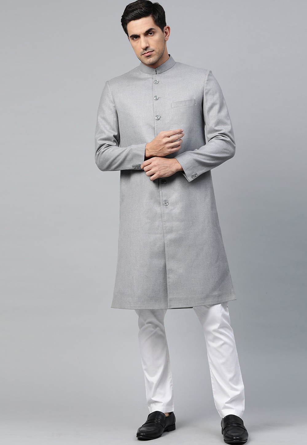 Grey Viscose Sherwani 235176