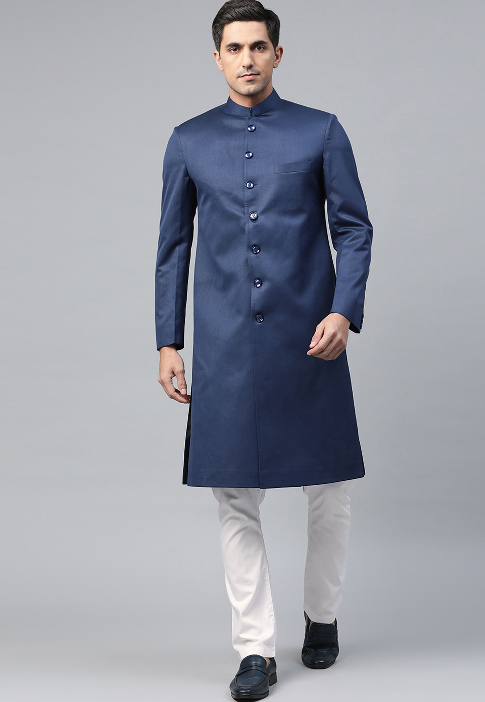 Navy Blue Viscose Sherwani 235178