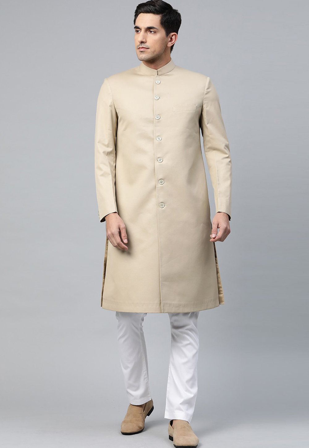 Beige Viscose Sherwani 235179
