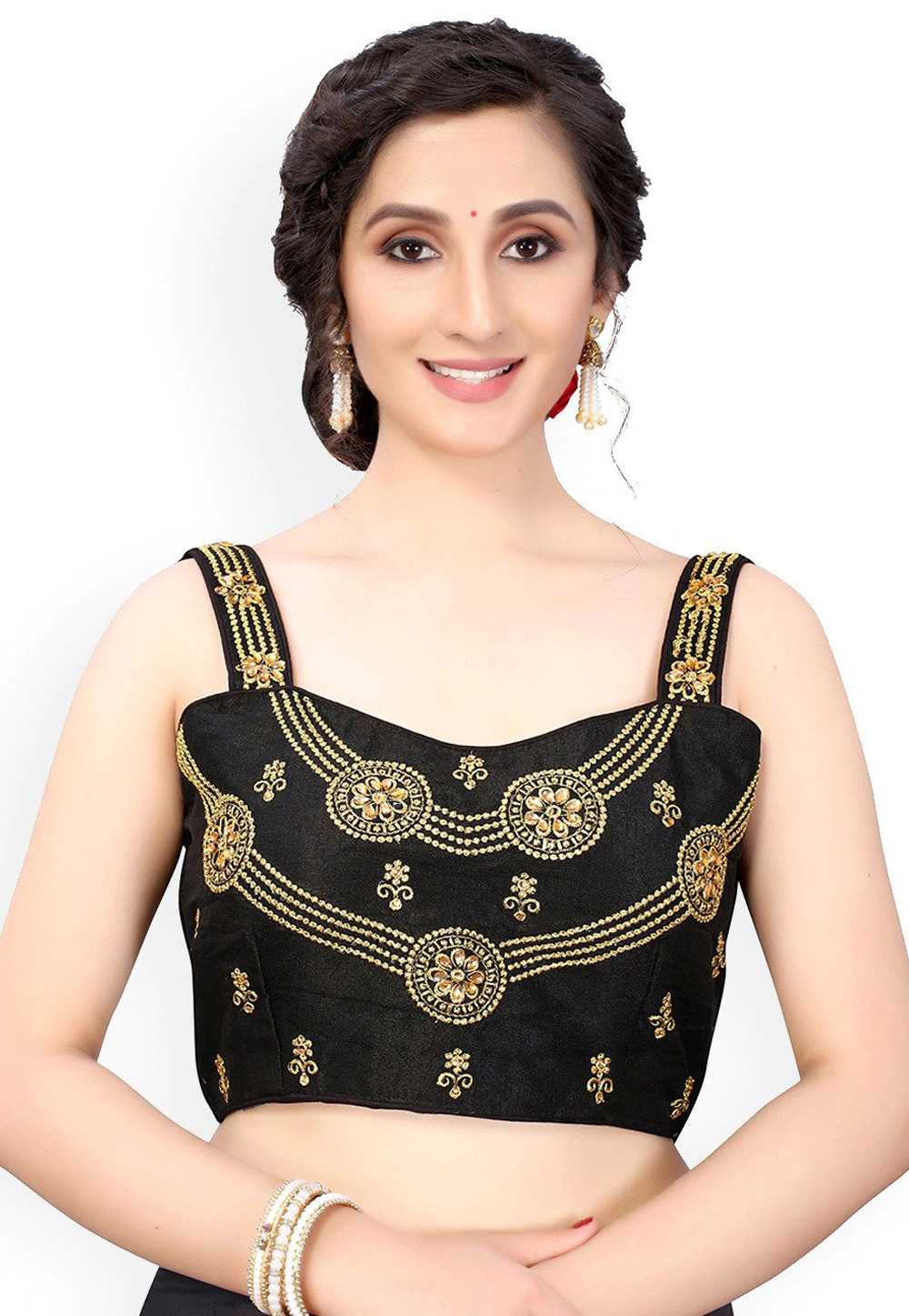 Black Dupion Silk Readymade Blouse 244912