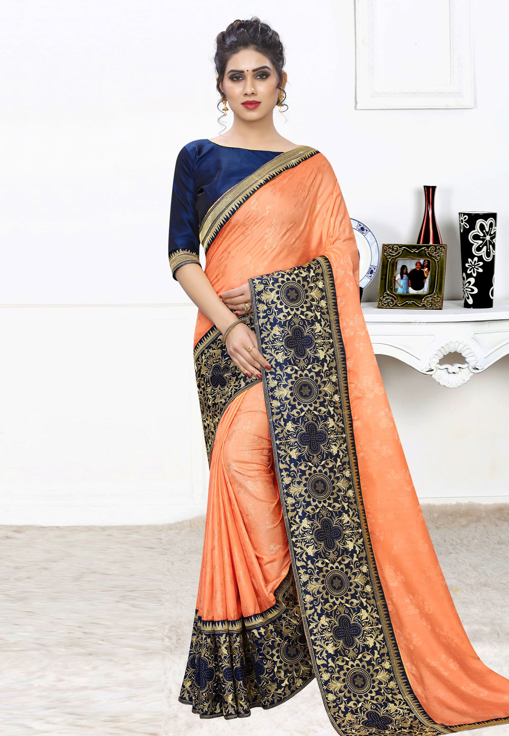 Orange Silk Jacquard Festival Wear Saree 236791