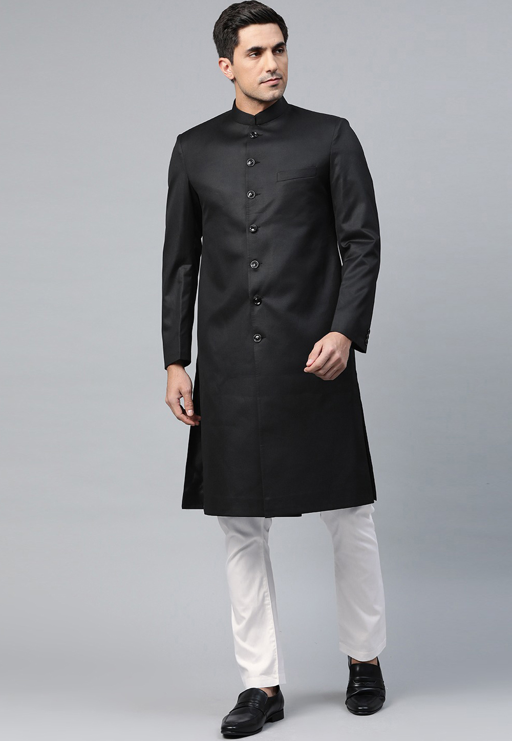 Black Viscose Sherwani 235180