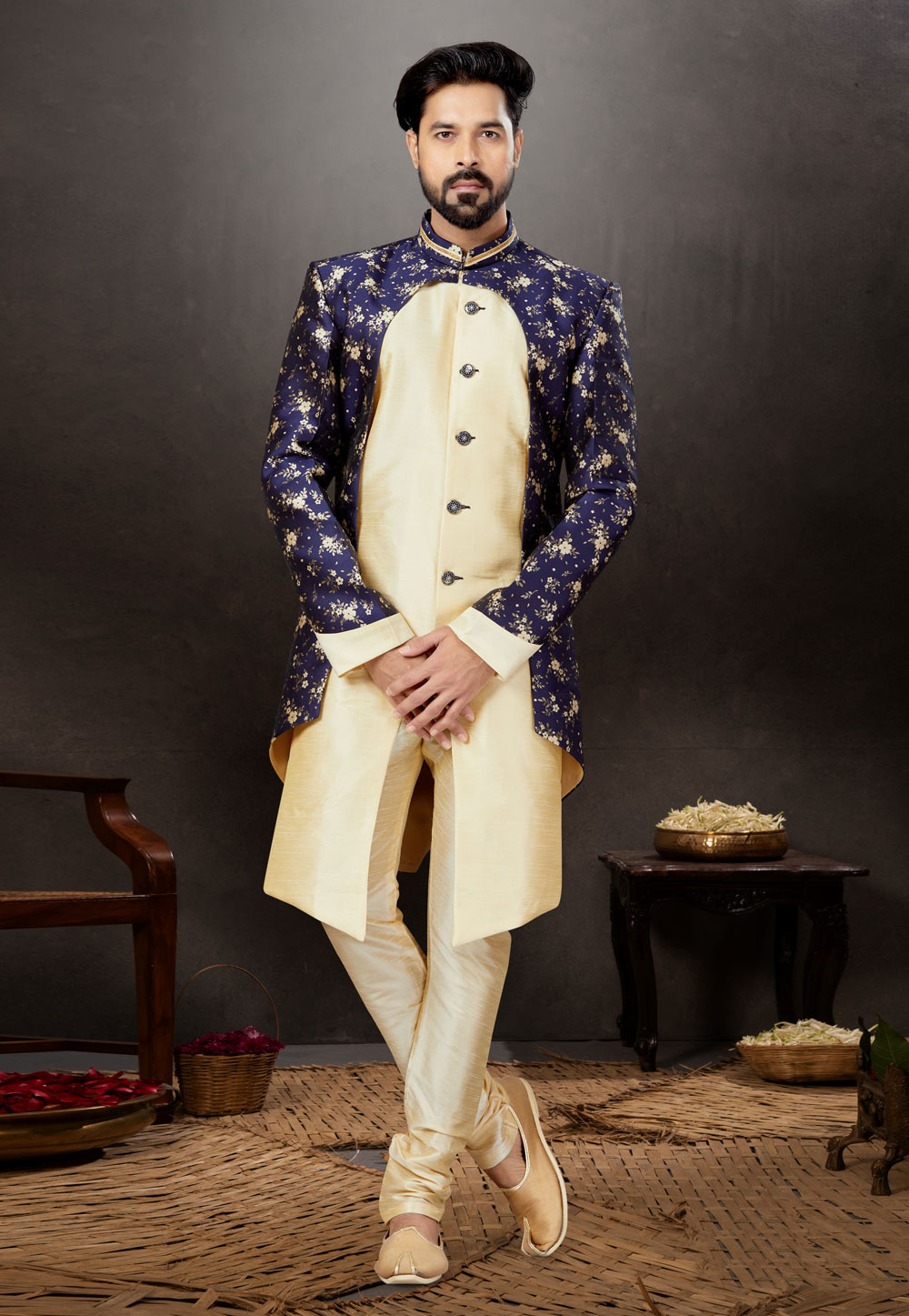 Golden Silk Indo Western Suit 259310