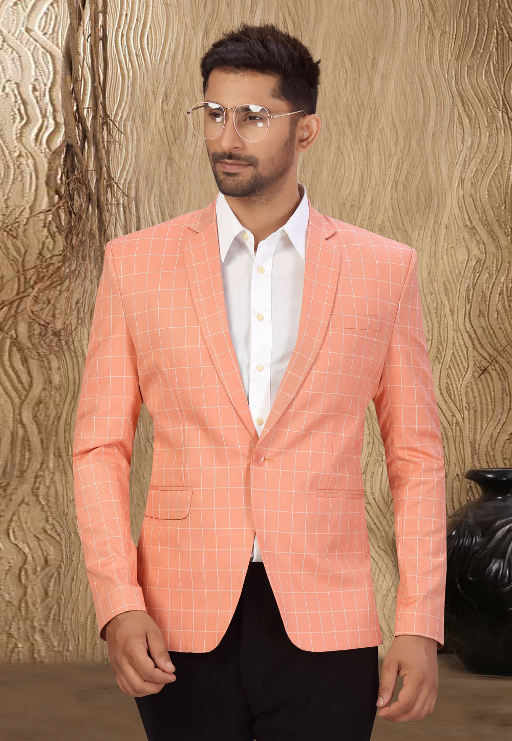 Peach Viscose Readymade Blazer 231309