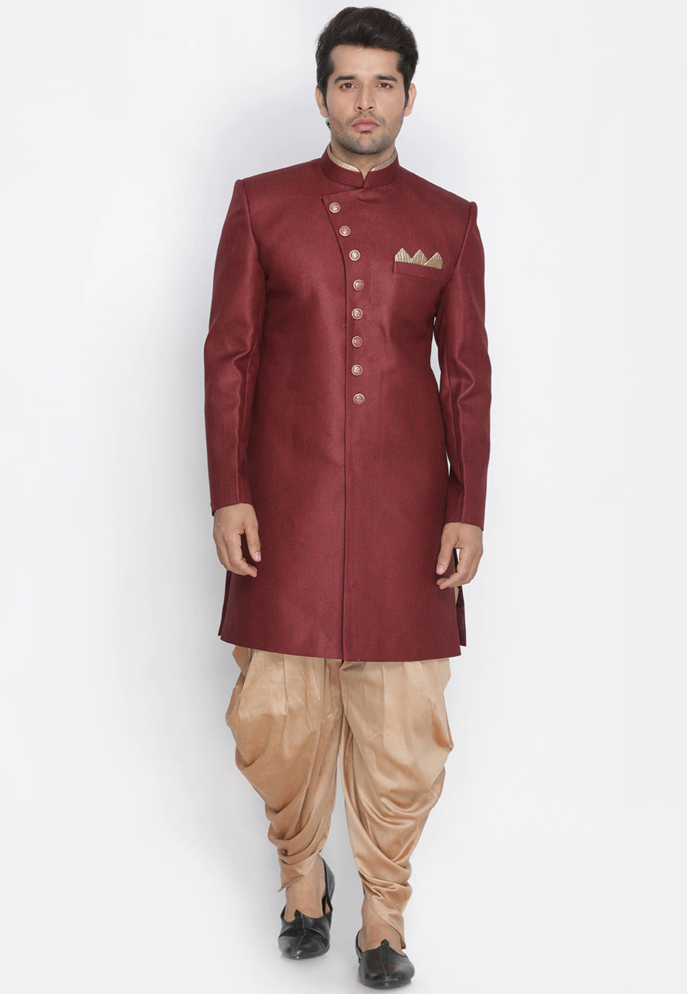 Maroon Viscose Dhoti Sherwani 235184