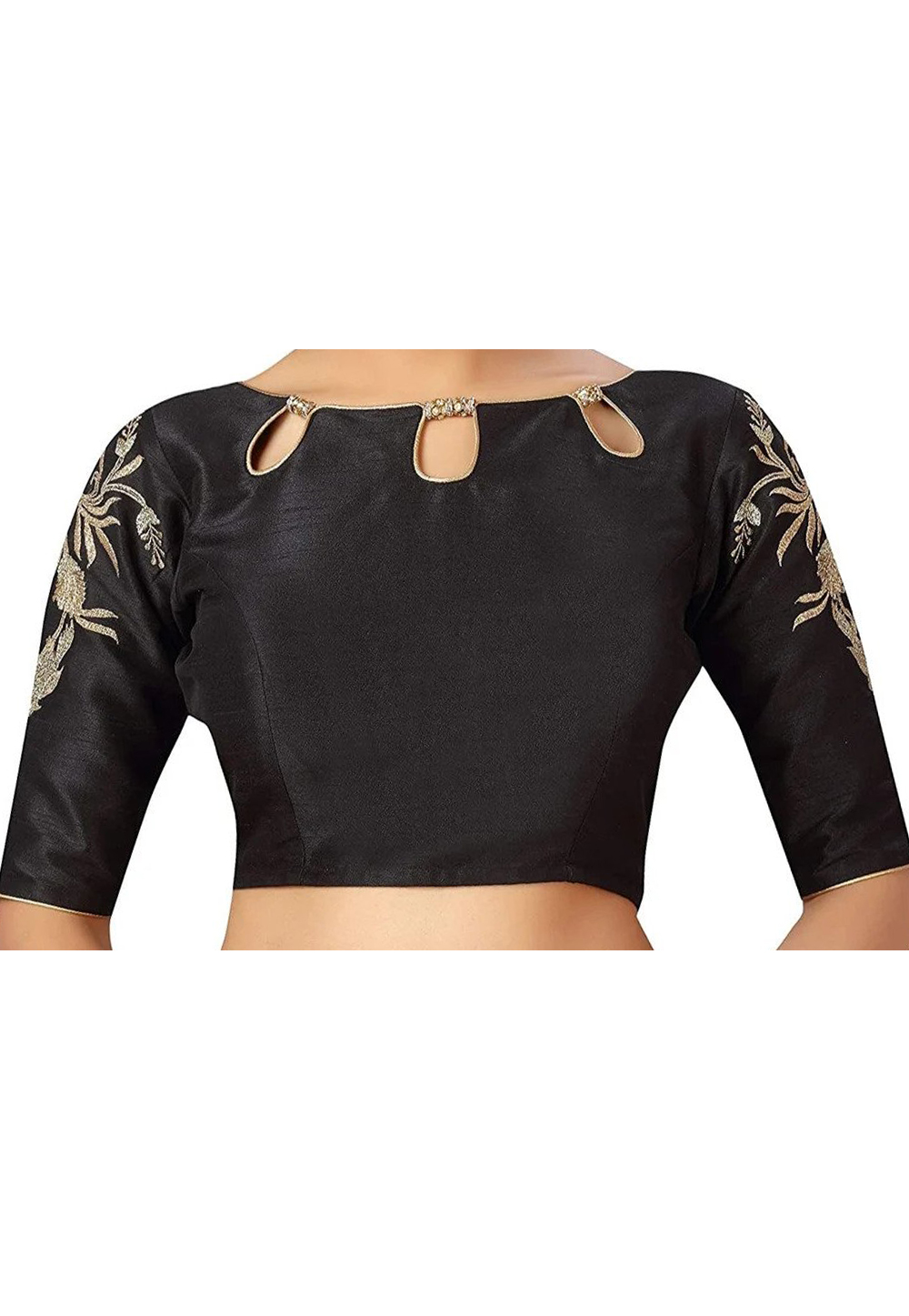 Black Dupion Silk Readymade Blouse 244917