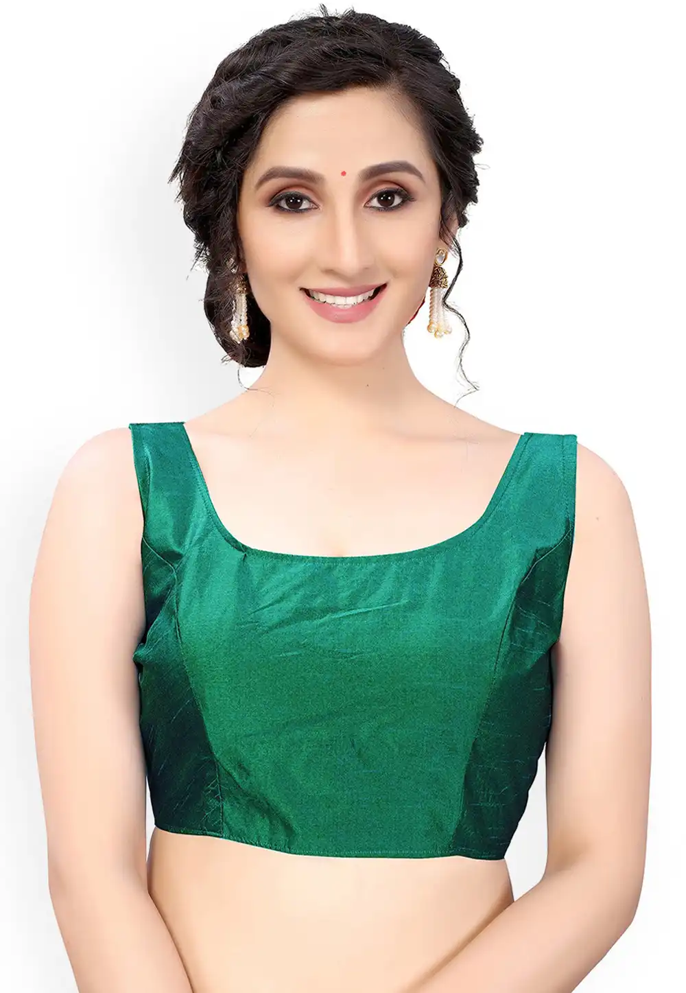 Green Dupion Silk Readymade Blouse 244918
