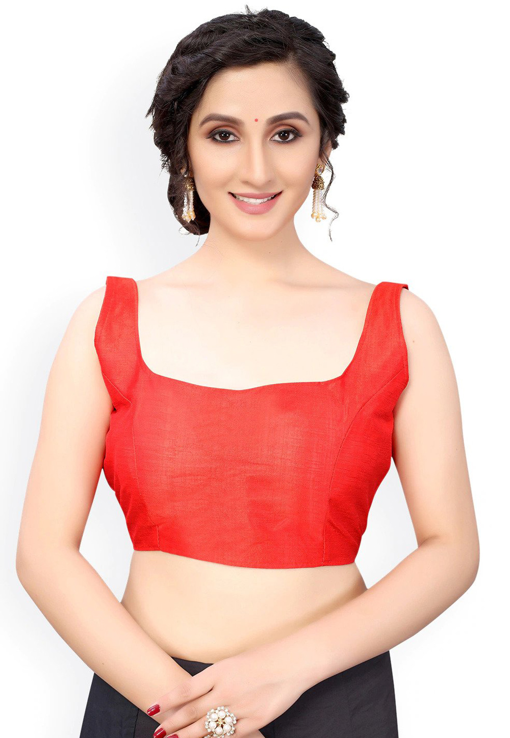 Orange Dupion Silk Readymade Blouse 244920