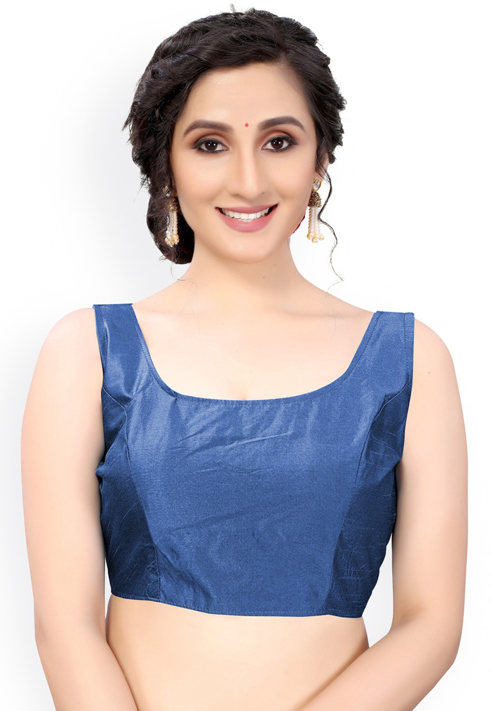 Blue Dupion Silk Readymade Blouse 244921